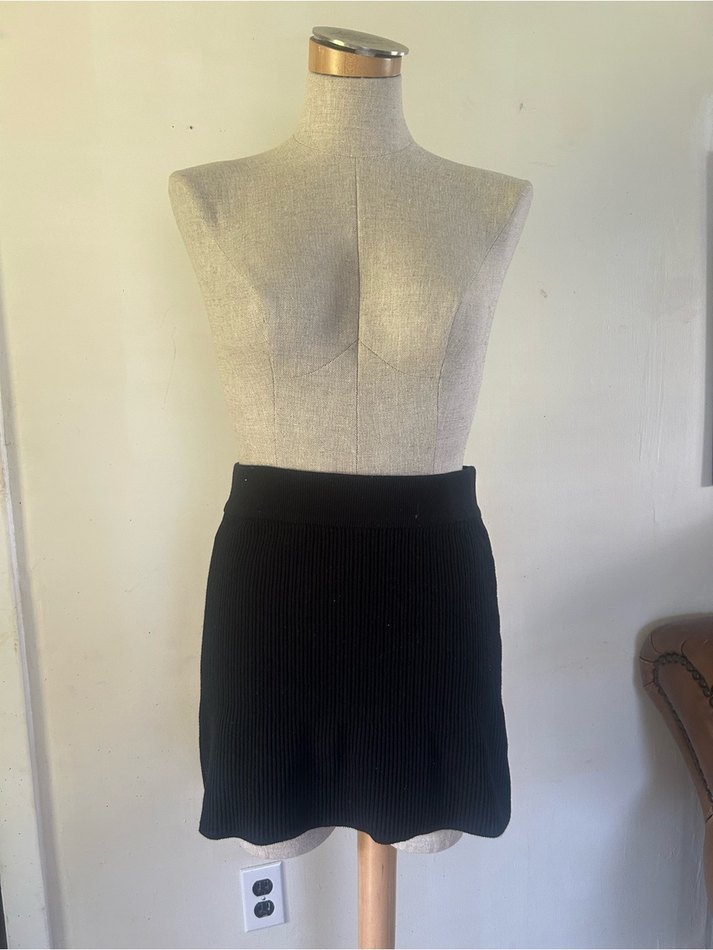 Free People Black Ribbed Mini Skirt